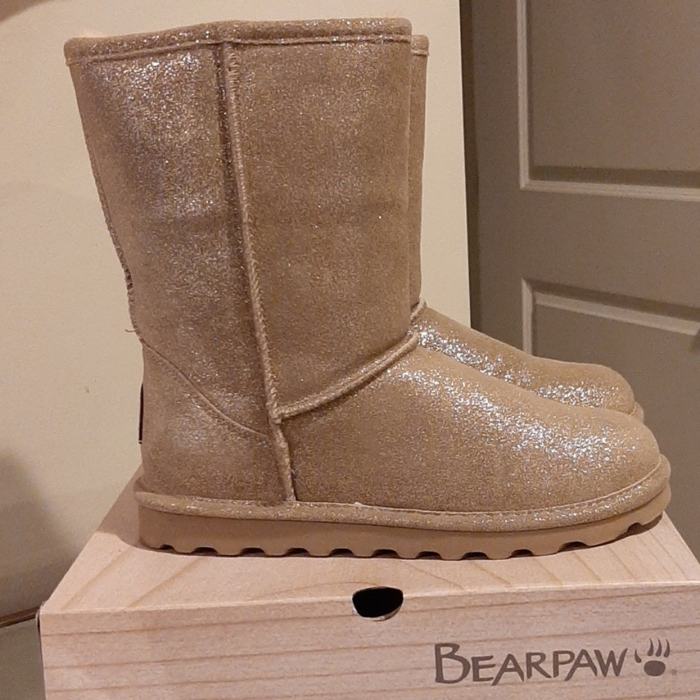 Shearling lined suede glitter boots